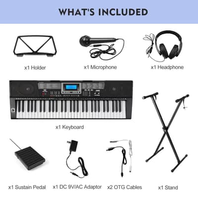 MUSTAR Portable 61 Key Electric Light Up Keyboard Pedal,Stand,Headset,Microphone image 5