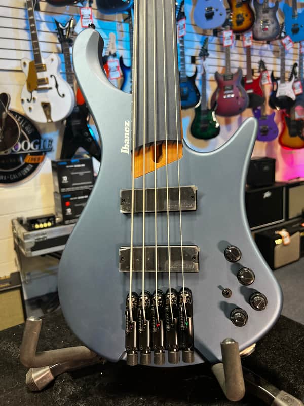 Ibanez Standard EHB1005F Fretless 5-string Bass Guitar - Arctic Ocean Matte 768 GET PLEK'D image 1
