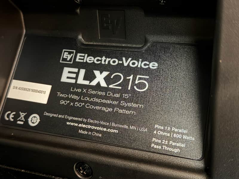 Electro-Voice ELX-215 Live X Series Dual 15" 2-Way Passive Speaker 2017 - Present - Black image 1