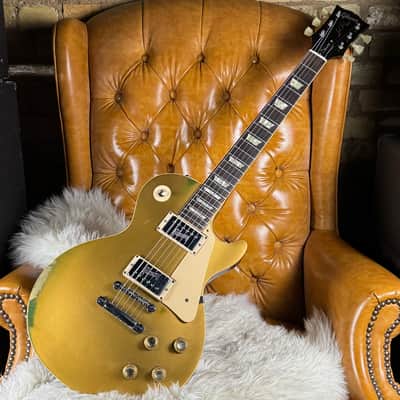 1972 Gibson Les Paul Deluxe Goldtop W/ Factory Humbuckers Vintage Electric Guitar W/ Embossed Patent # Sticker Pickups! image 1