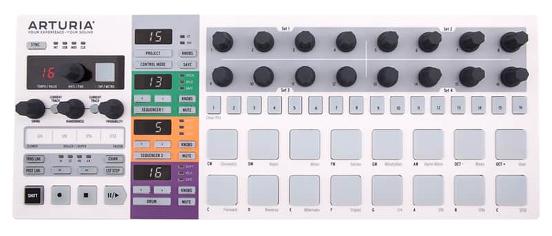 Arturia BEATSTEP-PRO BeatStep Pro Controller and Performance Sequencer with Dual 64-Step Monophonic Sequencers and 16 Drum Pads image 1
