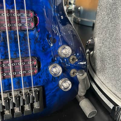 Schecter Guitar Research Omen Elite 4 / Four String Electric Bass Guitar in See-Thru Blue Burst with Hardshell Case (RM 2) image 3