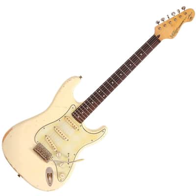Vintage V6 Thomas Blug Signature Electric Guitar - Distressed Vintage White (V6MRTBG) image 3