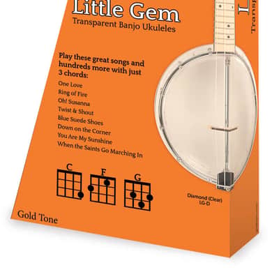 Gold Tone LGLT-D Light Up Little Gem Diamond (Clear) Concert Banjo Ukulele with Gig Bag image 2