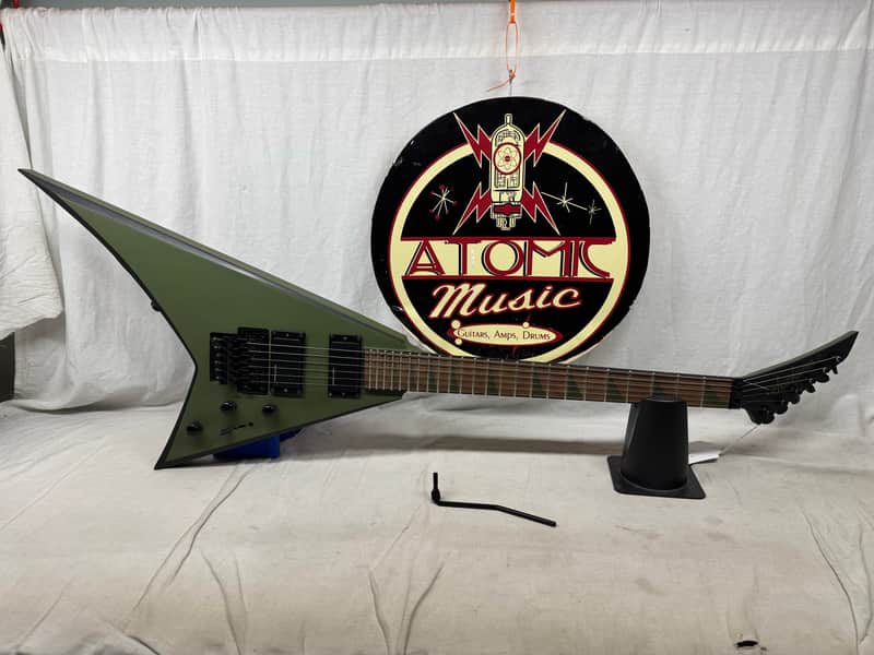 Jackson X Series RRX24 rrx 24 Randy Rhoads Flying V Guitar with Reverse Inlays + Reverse Headstock 2022 - Matte Army Drab with Black Bevels image 1