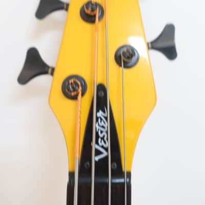 Vintage 1980s Vester Stage Series 4 String Active Bass Guitar 1987 Young Chang Plant Funk Metal Machine Yellow Very Well Made Lightweight 7 Pounds Full Scale 3 Octave image 9
