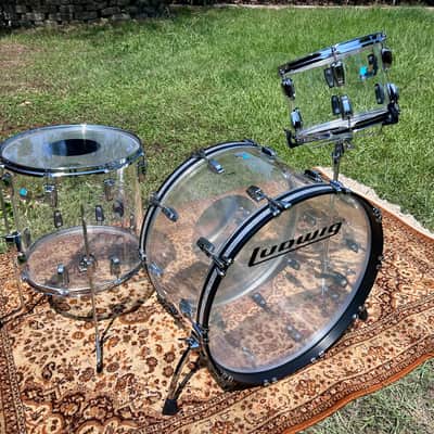 Ludwig Vistalite Clear Pro Beat 14x24/16x16/9x13 Acrylic Kit Drums Shell Pack image 5