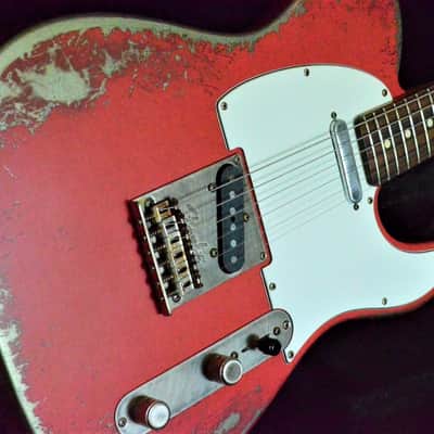 American Fender Telecaster Heavy Relic  Fiesta Red on Jade Green Metallic Custom Shop Pickups image 1