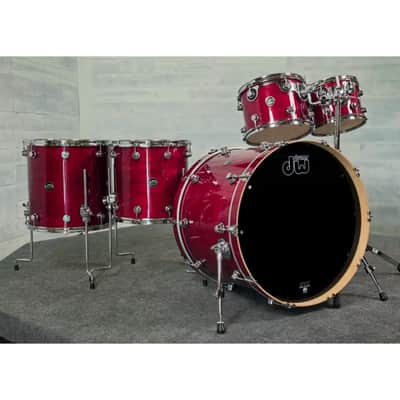 Used DW Performance 5pc Drum Set Cherry Stain - Very Good image 1