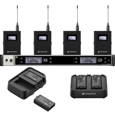 Sennheiser EW-DX-EM-4-D-SK-K EW-DX Dante Quad Channel Wireless Bundle with 4 3.5mm Bodypack Transmitters, 4 batteries, 2 chargers in Q1 Band image 1