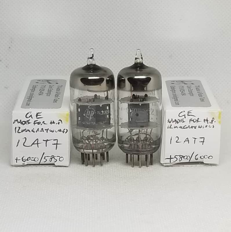GE Made For HP 12AT7 Gray Plate Well Matched (3.3%) Pair NOS ECC81 image 1