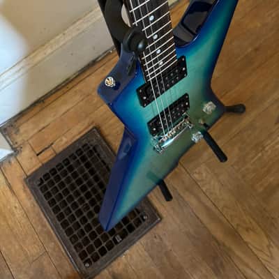 Custom Destroyer/Explorer Style 2026, 2 Tone Blue, Mahogony Body, Maple Neck, Titanium Nut image 4