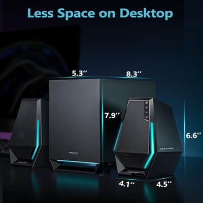 Edifier G1500 MAX 2.1 Computer Speakers System, 60W Hecate Gaming Speakers with Subwoofer Line Out, RGB Light, Bluetooth 5.3, USB, Type-C, 3.5mm AUX Input, Black image 6