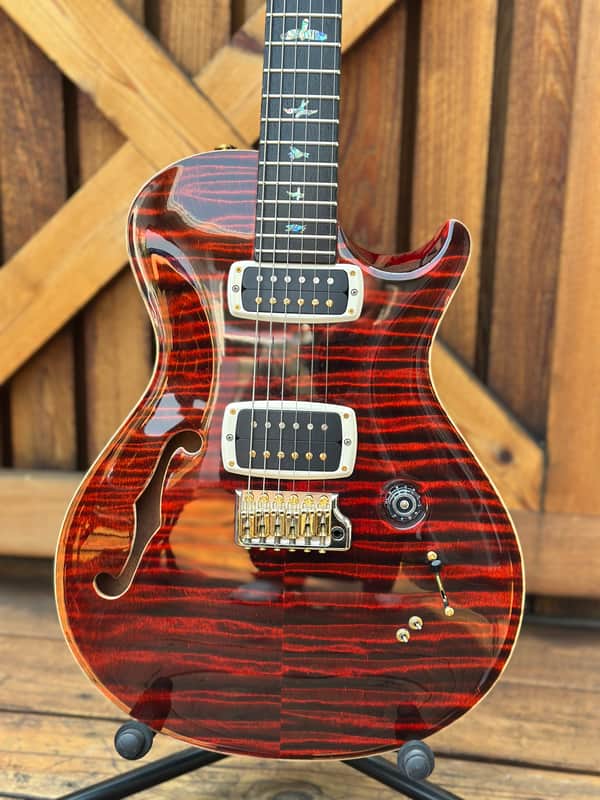 PRS Private Stock Simon McBride Single Cut Trem-Semi Hollow w F Hole 2017 - FireRed CurlyMaple image 1