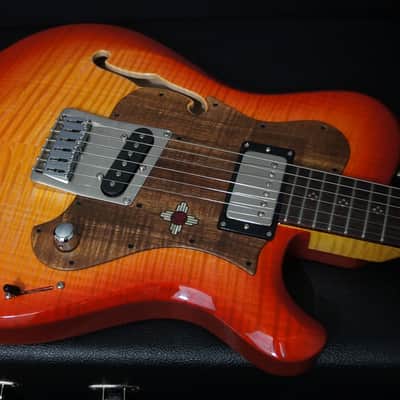 Knaggs Guitars Choptank Hollowbody in Lemon Cherry Burst with 15th Ann Navajo Sun Package image 4