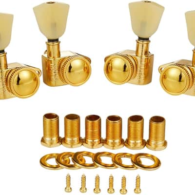 Gold 3+3 Locking Tuners 21:1 Locking Tuning Machines Locking Tuning keys with Vintage Keystone Buttons for USA LP/Les Paul/SG/ES/Acoustic Guitars image 1