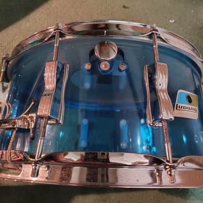 Ludwig 6.5x14" Vistalite Acrylic 10-Lug Snare Drum with P-85 Strainer 1970s - Blue image 9