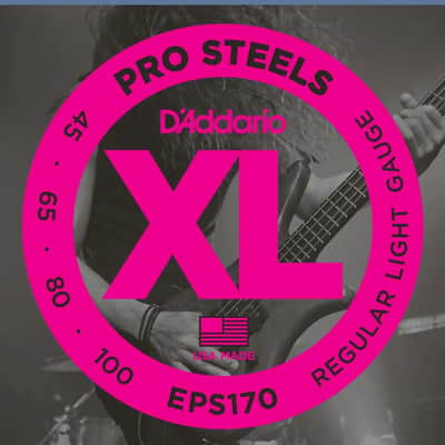D'Addario EPS170 XL ProSteels Regular Light 4-String Bass Strings, 45-100 Long Scale image 1