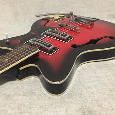 Teisco Kingston Kawai Rare Offset Hollowbody Electric Guitar 1960's Japan Redburst image 9