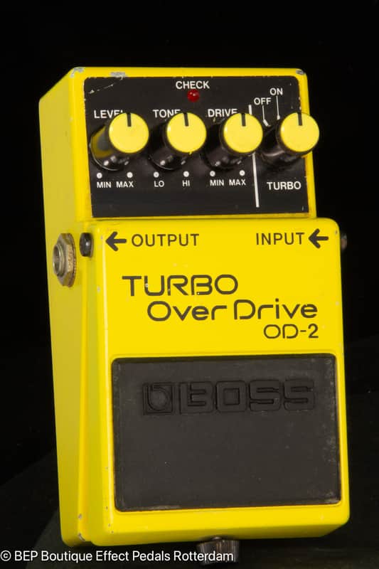 ギター BOSS TURBO Over Drive OD-2 Boss Turbo Overdrive OD-2 1993 Vintage Guitar Pedal Black Label