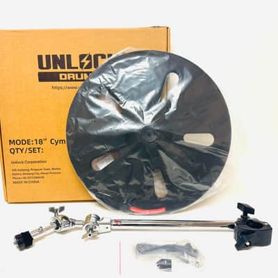 UNLOCK 18” 3-Zone Ride Crash Bell Ozone FX Cymbal w Arm for Roland Alesis Kit image 1
