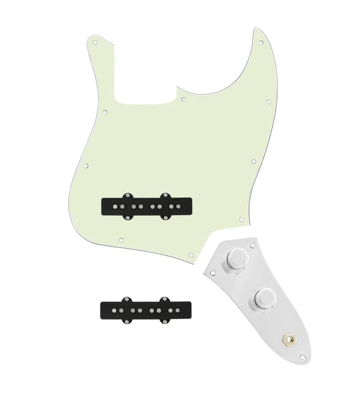 920D Custom Jazz Bass Loaded Pickguard With Drive (Hot) Pickups, Mint Green Pickguard, and JB-CON-C Control Plate image 1