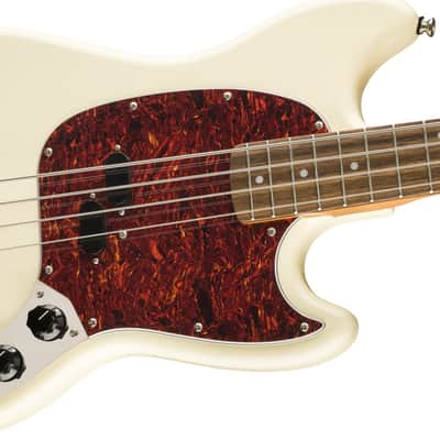 Squier Classic Vibe '60s Mustang Bass Short-Scale 4-String Bass Guitar, Laurel Fingerboard, Olympic White image 4