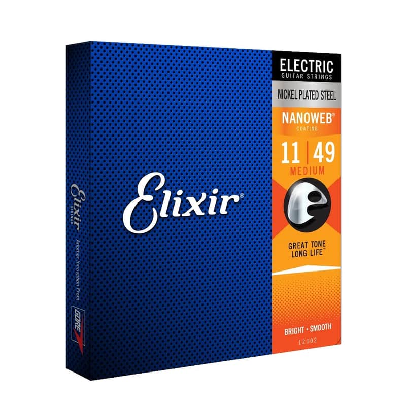New Elixir 12102 Nanoweb Medium Gauge Electric Guitar Strings 11-49 image 1