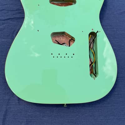 Non-branded T-Style Body T-Style guitar body 2021-2024 - Clear urethane over surf green image 1