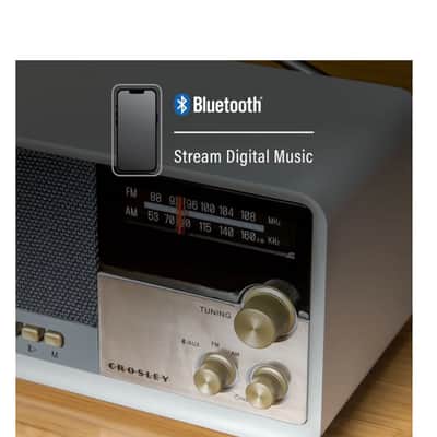 Crosley CR3036D Tribute AM/FM Radio with Built-In Bluetooth - White Sand-NEW image 3