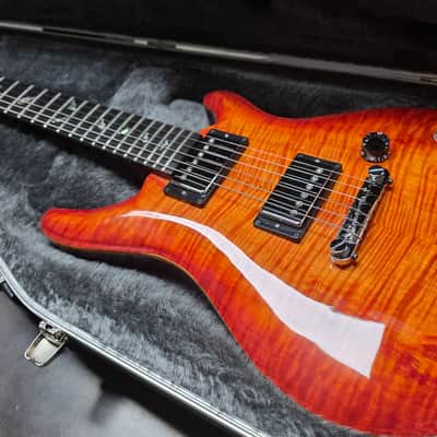Joe White Guitarworks British Custom Shop UK Boutique Luthier AAA Flame 10 Top Sunburst Tomato Soup Masterbuilt Master Built Custom Abalone Leaf Inlay 22 PRS Tribute image 2