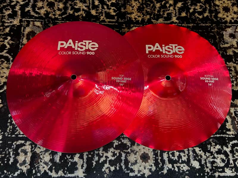Paiste 14" Color Sound 900 Series Sound Edge Hi-Hat Cymbals (Pair) - Red image 1