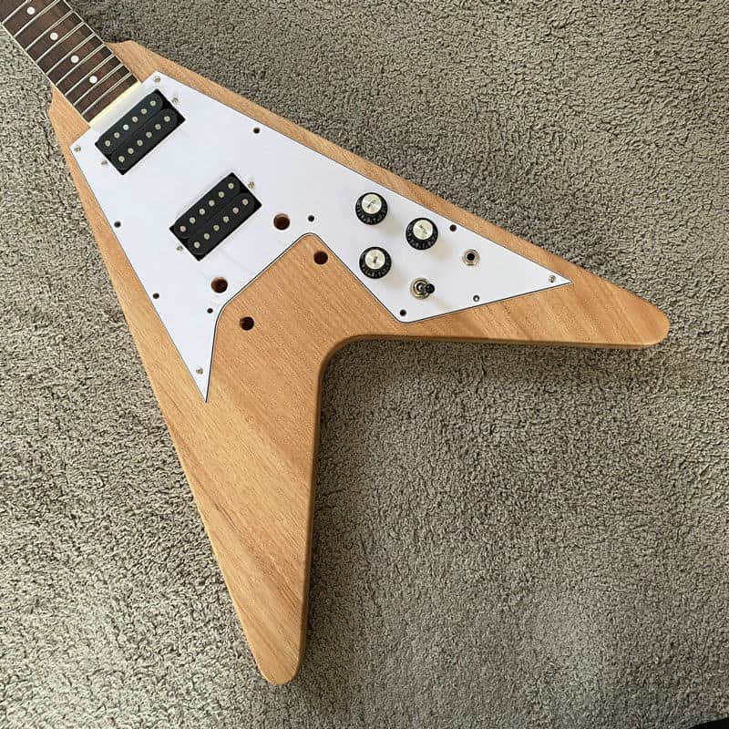 Flying V DIY Electric Guitar Kit, Okoume Body, Maple Neck, Rosewood Fingerboard image 1
