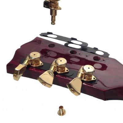 Hipshot Grip Lock Open Gear Guitar Tuner Upgrade Kit for 3+3 Headstocks (10mm Post Hole) Gold