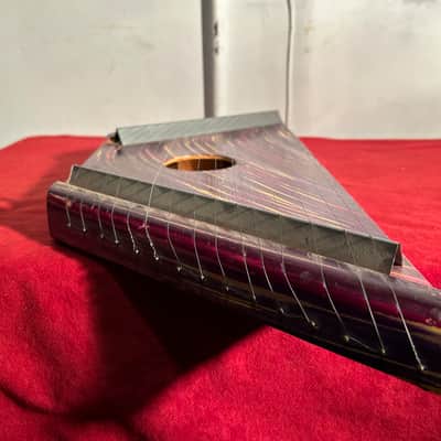 Artur Dantas & João Moreira Citara Mini Harpa | Vintage 15-String Lap Harp 1970s - Striped Maroon - With Sheet Music image 5