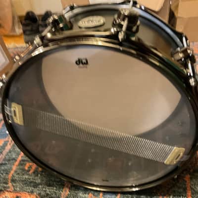 DW 6.5x14 Collector's Satin Black over Brass Snare Drum w/ Black Nickel HW image 6