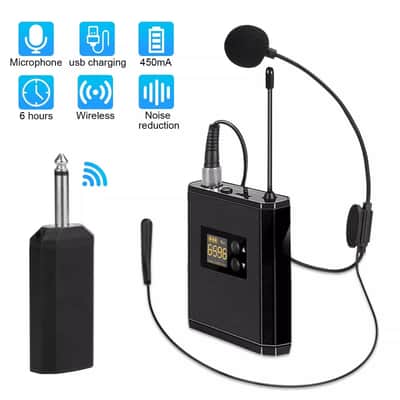 OEM 164FT UHF Wireless Headset Microphone Lavalier Lapel w/ Mic Bodypack Transmitte 2024 - Black image 1