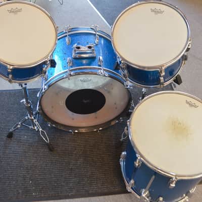 USED Ludwig 4pc Drum Kit - Transition Badge, "Blue Sparkle" image 7