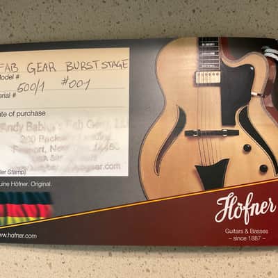 2021 Hofner 500/1 Fab Gear Ltd Ed Stage Model Beatle Bass #001! Fab Gear Burst w/OHSC, COA & Tags image 3