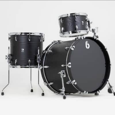 British Drum Company Raven 12x8 / 16x15 / 22x14" 3pc Birch / Ash Shell Pack, Black Ash Satin, B-Stock image 9