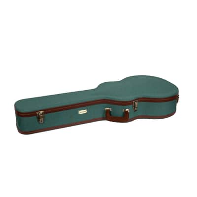 Crossrock Master Series-Wooden OM/Martin 000-14 Fret Acoustic Guitar Case- Security Lock, Genuine Leather Handle, Reinforced Hardware, Metal Feet, Storage Space- Malachite Blue Tweed image 4