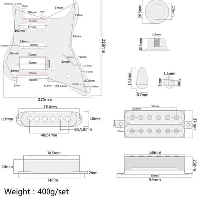Stratocaster Style SSH Loaded Prewired Guitar Pickguard and Humbucker, Pearl-Pearl image 7