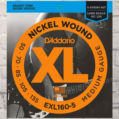 D'Addario EXL160-5 5-String Medium Nickel Wound 5 Bass Strings 50-135 image 1