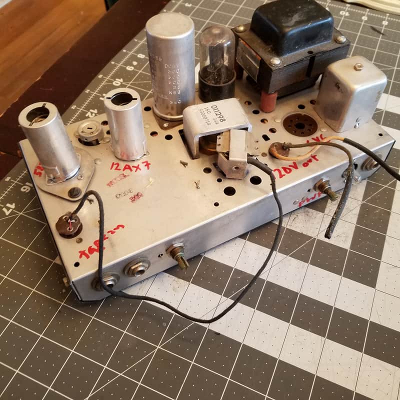 Silvertone Sears Project mono Tube Amplifier 6V6 project chassis 3070 Crescent AlNiCo speaker 1954 Silver image 1