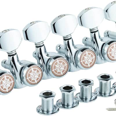 6Pcs Guitar Locking Tuners (6 Right Handed) - 1:18 Ratio Lock String Tuning Key Pegs Machine Heads with Hexagonal Handle Replacement for LP SG Style Electric, Folk or Acoustic Guitars - Chrome image 1