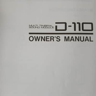 Owner's Manual for Roland D-110 1988 image 2