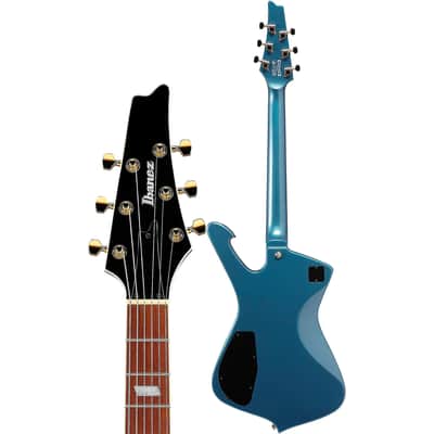 Ibanez IC420-ABM Iceman 6-String Solid Body Electric Guitar with Bound Jatoba Fretboard, Right-Handed, Antique Blue Metallic image 4