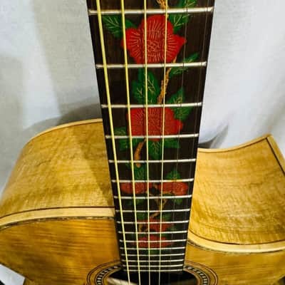 Blueberry Handmade Jumbo Size Acoustic Guitar Floral Motif - Mango Wood Body and Top image 13