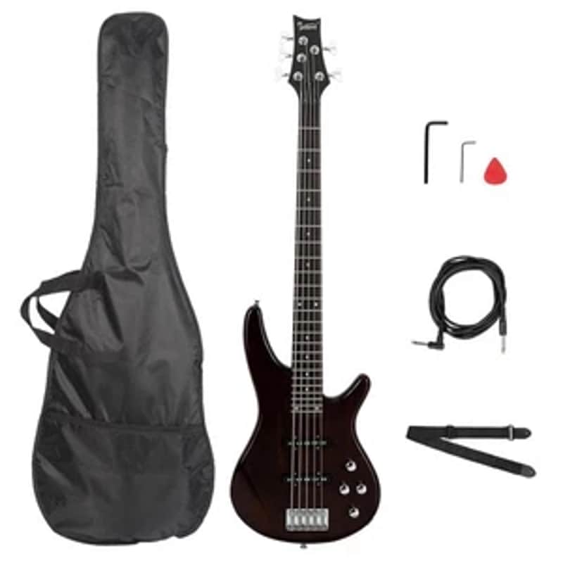 New Glarry GIB Electric Bass Guitar 5- String Right -Handed Basswood With Bag image 1