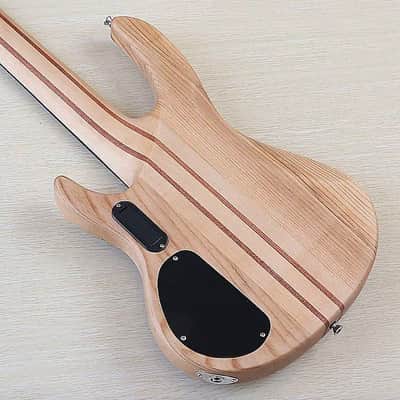 Custom 5 String Electric Bass, Burl Wood Top Body, Maple Neck Through image 5